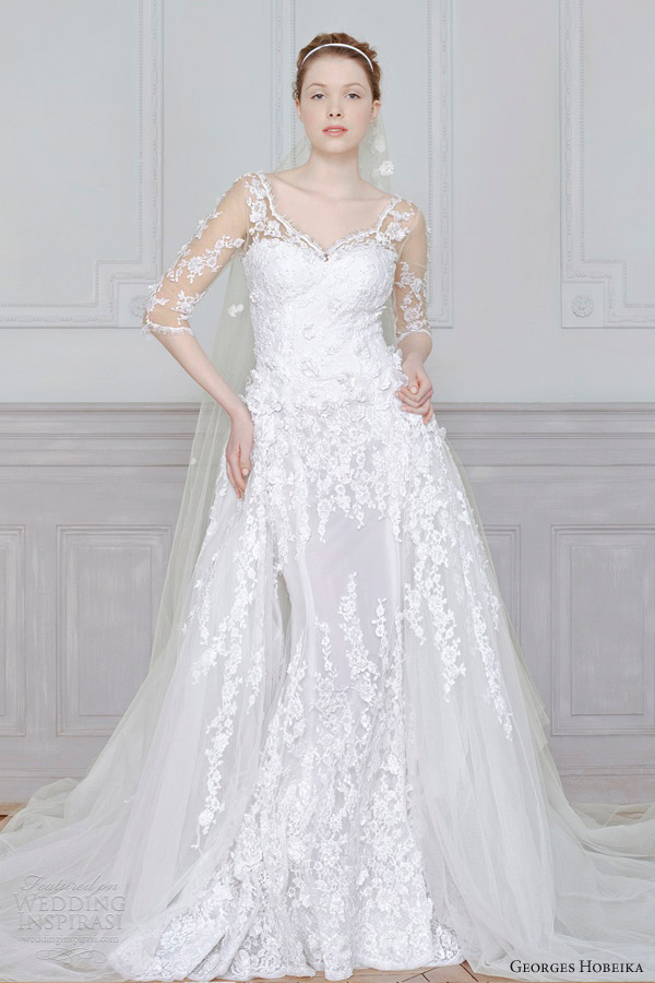 georges hobeika 2013 bridal wedding dress sleeves illusion