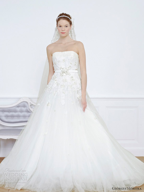 georges hobeika bridal 2013 strapless a line wedding dress