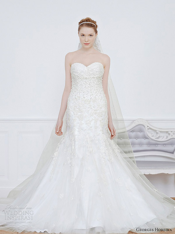 georges hobeika bridal 2013 strapless sweetheart wedding dress mermaid beaded embellished bodice