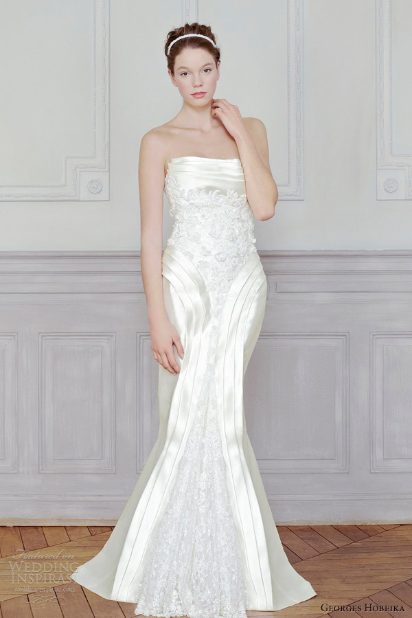 georges hobeika bridal 2013 wedding dress strapless side pleats