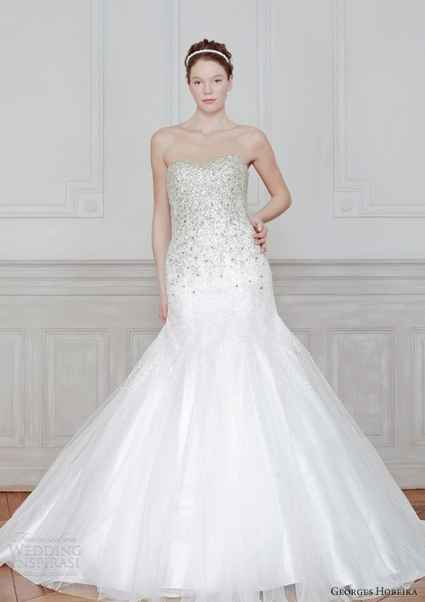 georges hobeika bridal 2013 wedding dress strapless sweetheart embellished bodice