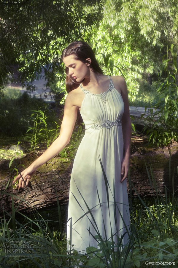 gwendolynne 2013 bridal billie beaded straps empire waist wedding dress ruched bodice