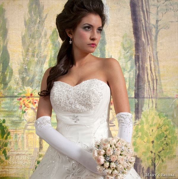 marys bridal fall 2013 style 6147 strapless sweetheart wedding dress bodice beaded sequins embroidery