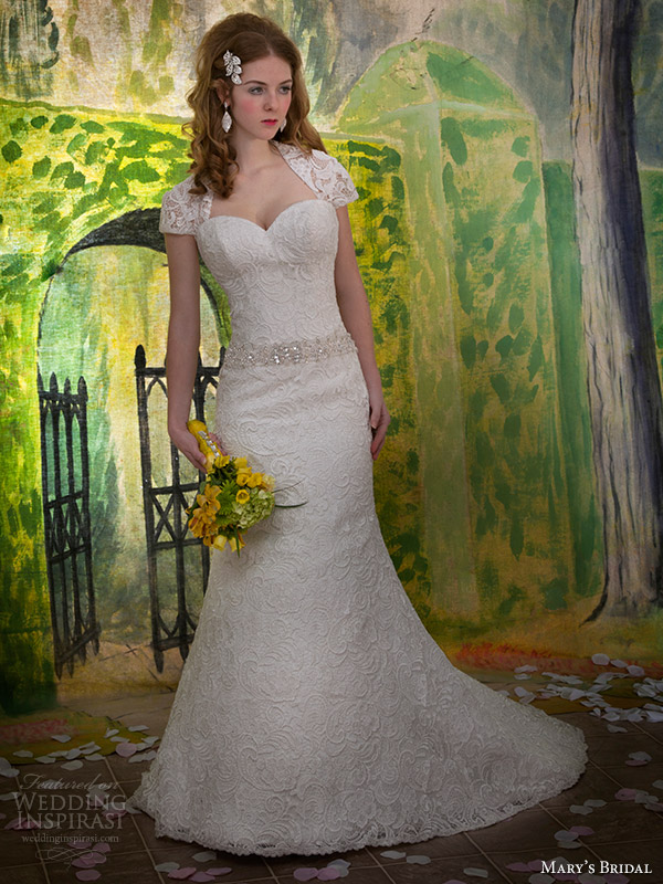 marys bridal fall 2013 wedding dress victorian sweetheart neckline shrug 6174