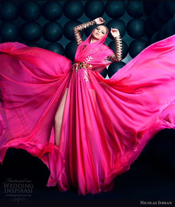 nicolas jebran spring 2013 couture hot pink dress