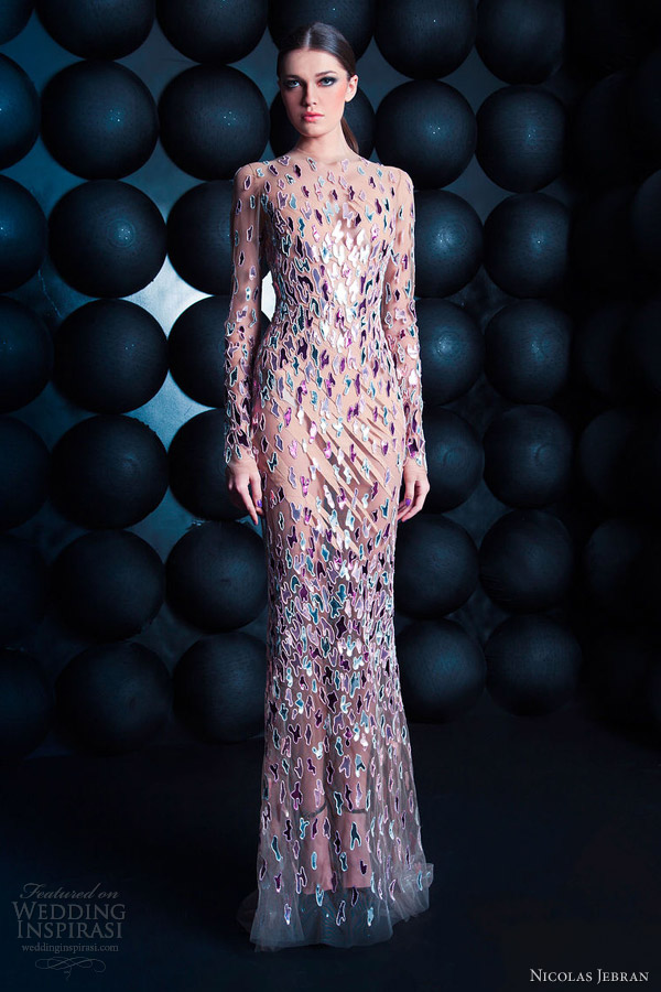 nicolas jebran spring summer 2013 couture long sleeve gown color