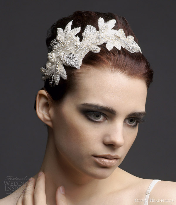 olivia headpieces 2013 aliz floral bridal hair accessory silver headband