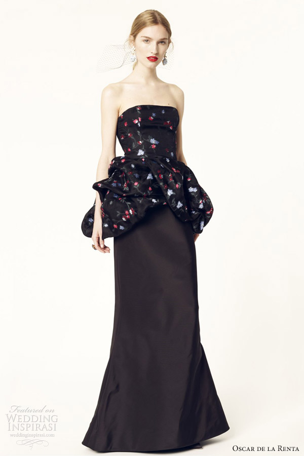 oscar de la renta 2014 resort strapless gown bubble peplum