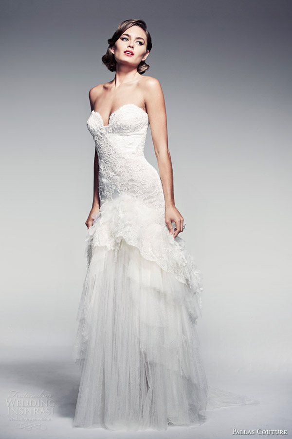 pallas couture 2014 fleur blanche minette strapless wedding dress