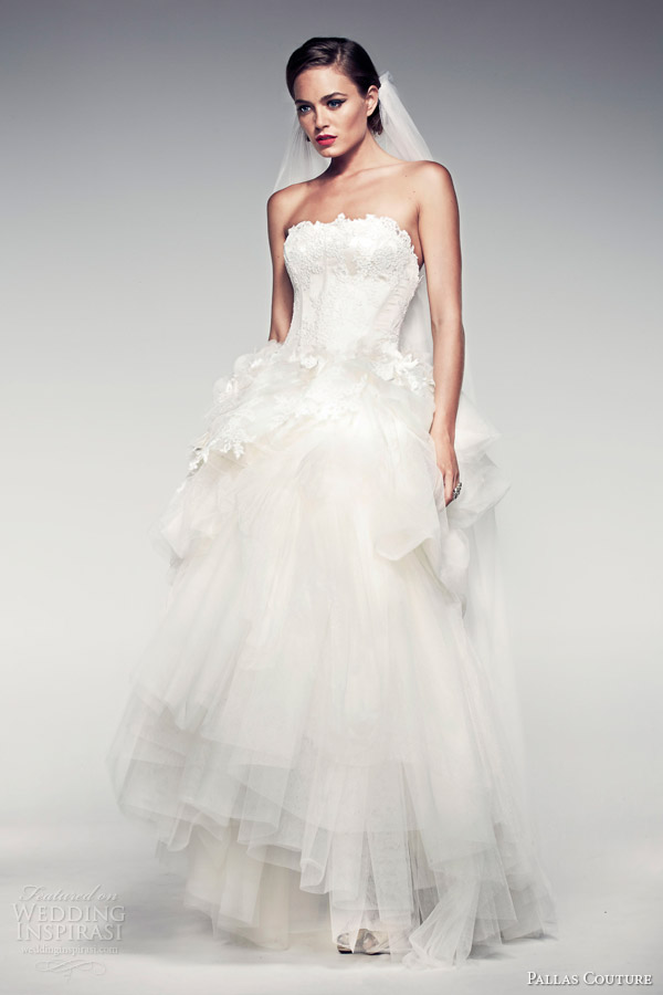 pallas couture 2014 fleur blanche vivianne strapless wedding dress