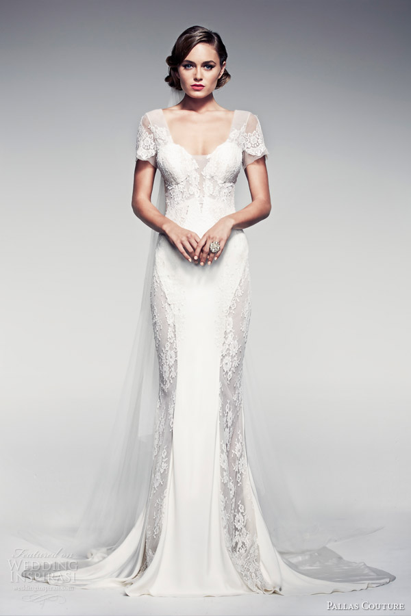 pallas couture bridal 2014 fleur blanche colesha wedding dress short sleeves