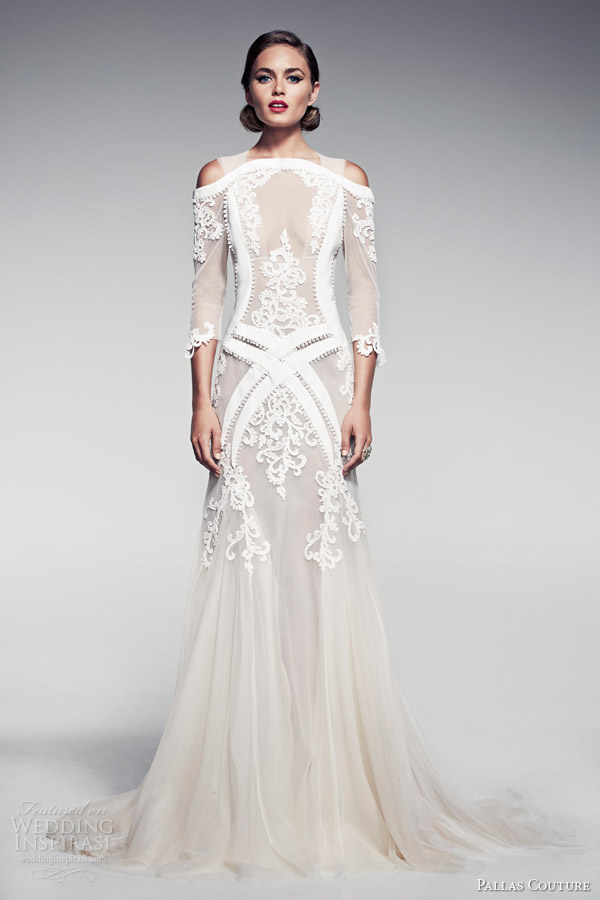 pallas couture bridal 2014 fleur blanche voelle wedding dress sleeves