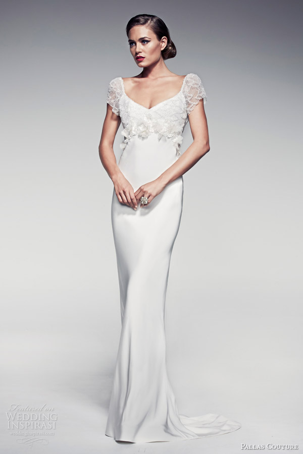 pallas couture wedding dresses 2014 fleur blanche bridal maiya short sleeve sheath