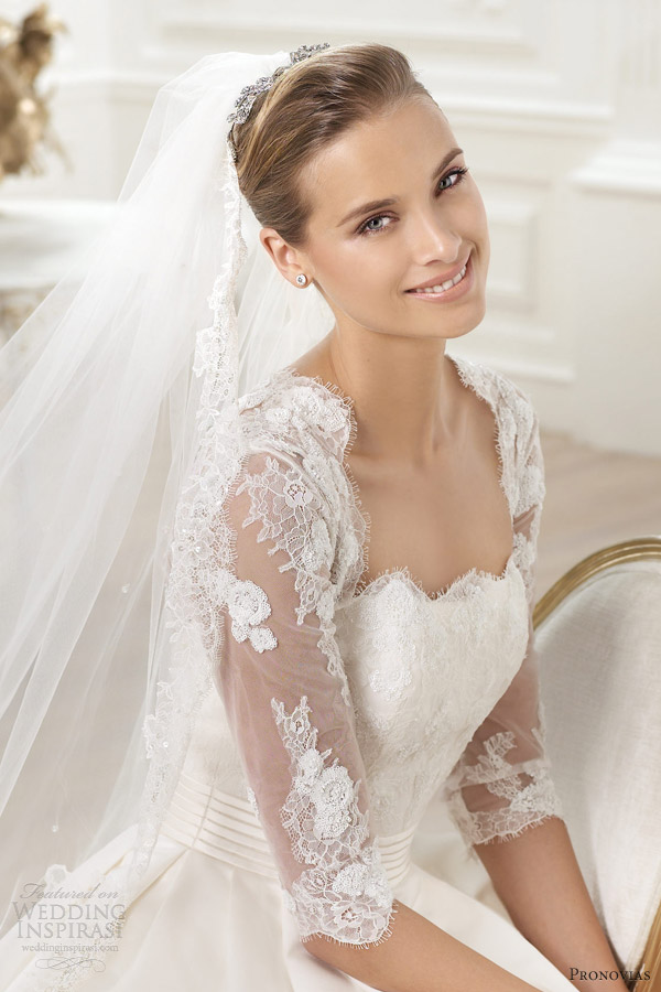 pronovias 2014 costura leslie wedding dress illusion sleeves