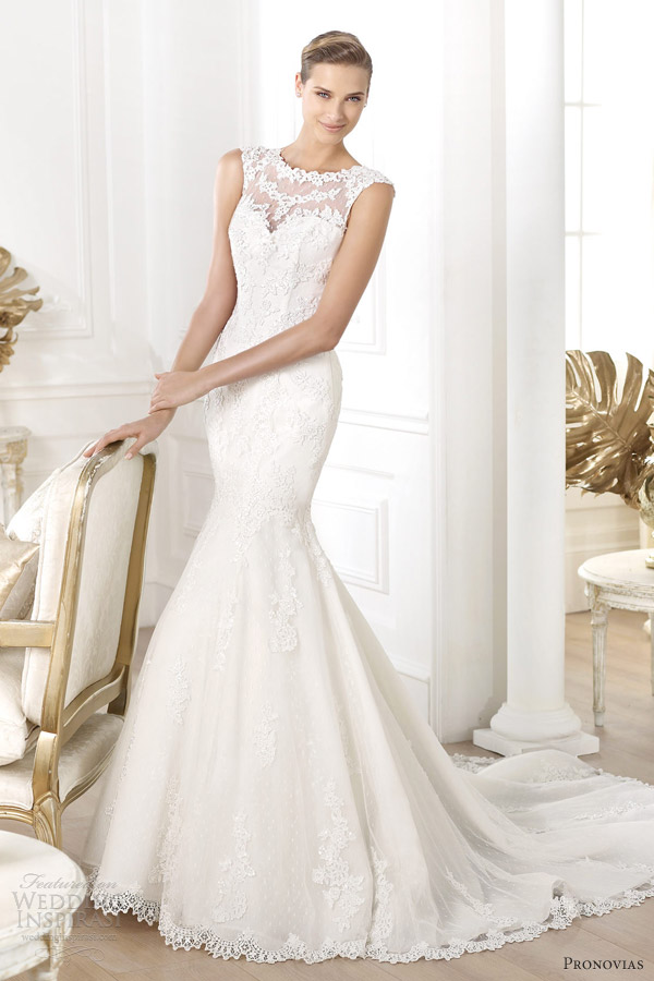 pronovias bridal 2014 costura landel lace sheath gown