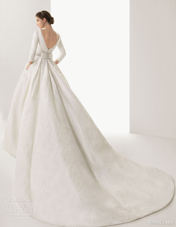 rosa clara 2014 bridal caceres silk brocade ball gown wedding dress sleeves watteau train rosa clara 2014 bridal caceres silk brocade ball gown wedding dress sleeves watteau train