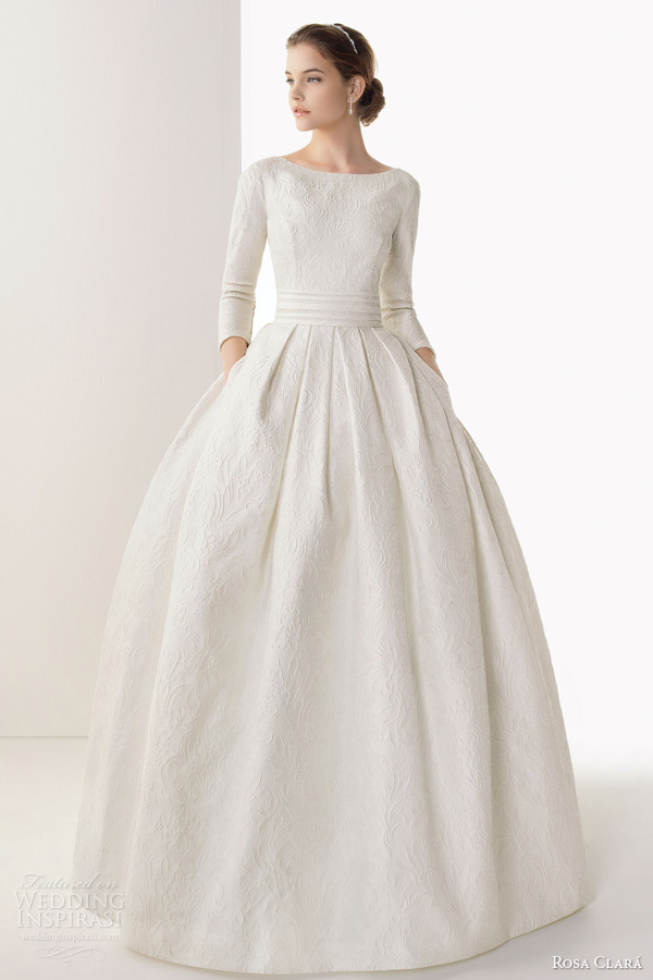 rosa clara 2014 bridal caceres silk brocade ball gown wedding dress sleeves