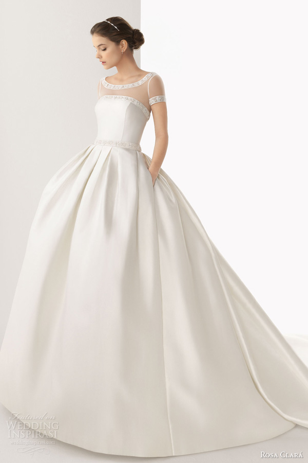 rosa clara 2014 cabo strapless ball gown wedding dress full short sleeve illusion top