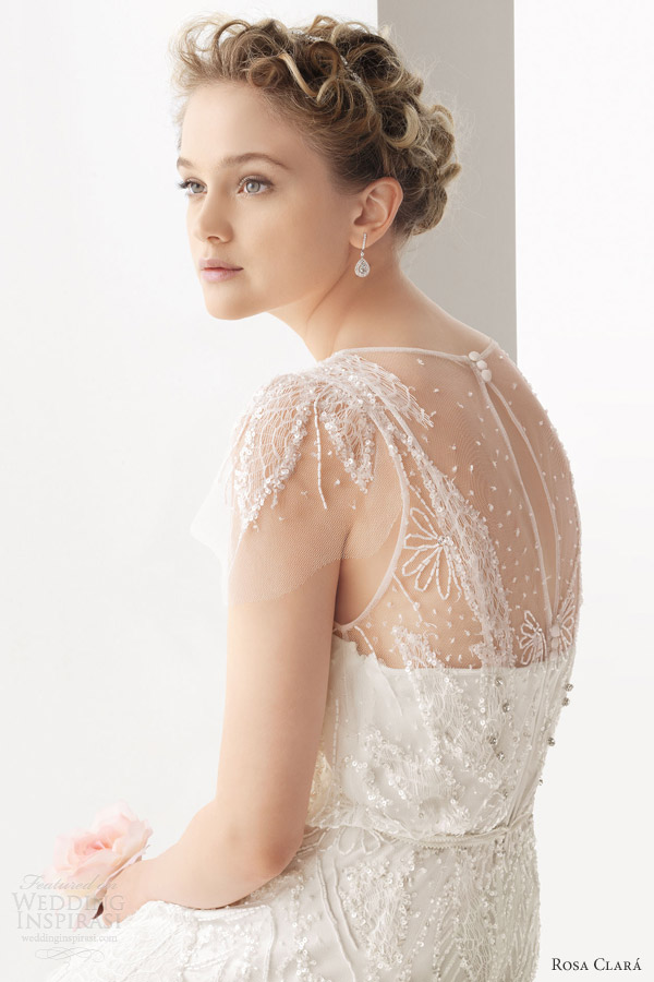 rosa clara 2014 soft ubeda beaded wedding dress flutter sleeves