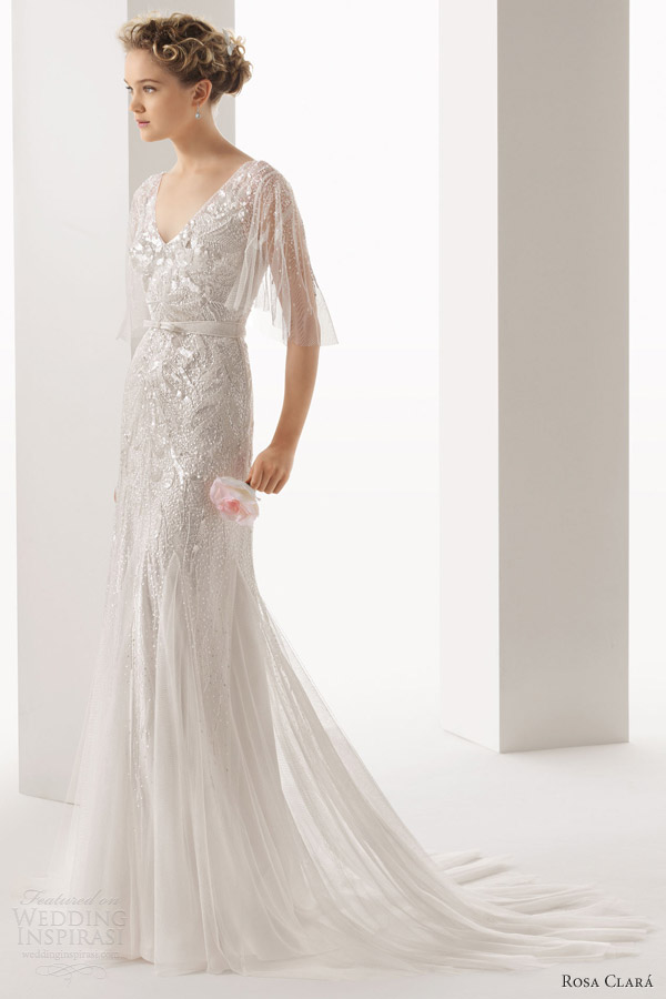 rosa clara 2014 soft ubela beaded wedding dress flutter sleeves