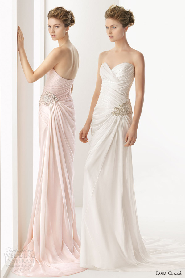 rosa clara 2014 soft utopia strapless pink color wedding dress sweetheart neckline