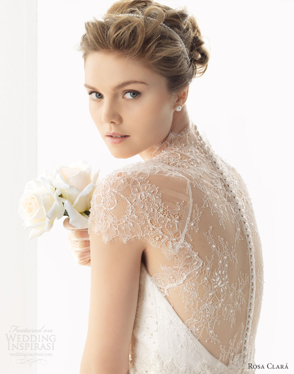 rosa clara 2014 soft wedding dresses unax scalloped cap sleeve lace back gown illusion back