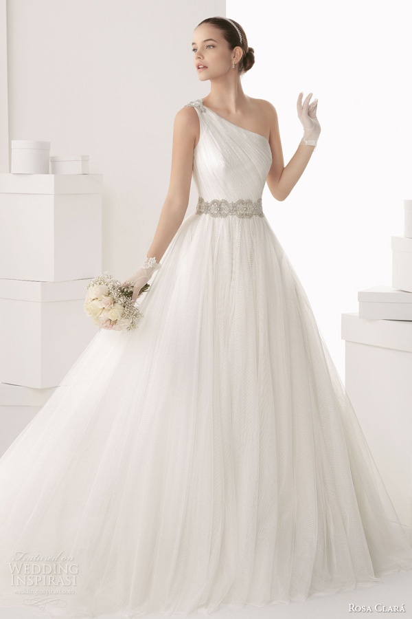 rosa clara bridal 2014 camelia one shoulder strap ball gown beaded detail full