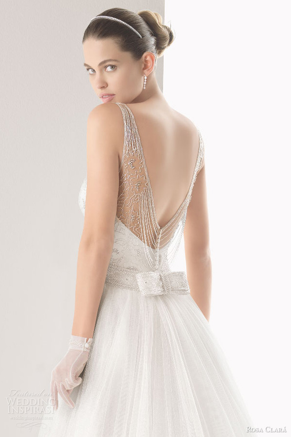 rosa clara wedding dresses 2014 bridal claudia sleeveless gown over skirt close up