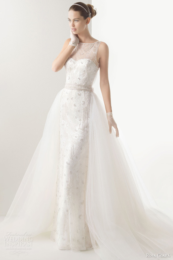 rosa clara wedding dresses 2014 bridal claudia sleeveless gown over skirt
