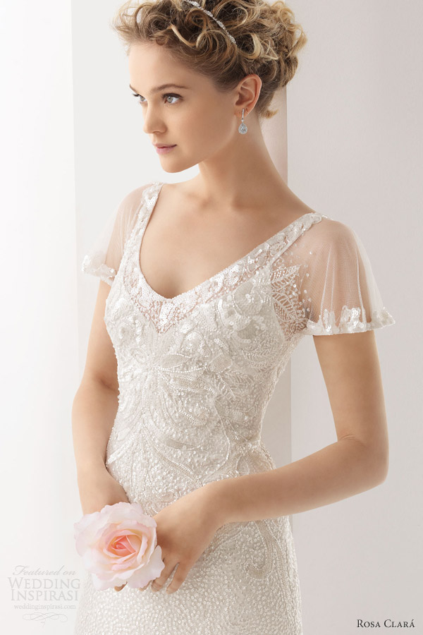 soft by rosa clara wedding dresses 2014 ulises flutter sleeve beaded bridal gown