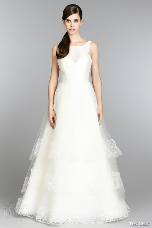 tara keely fall 2013 wedding dress style 2356 sleeveless ball gown sweetheart tiered skirt embroidery