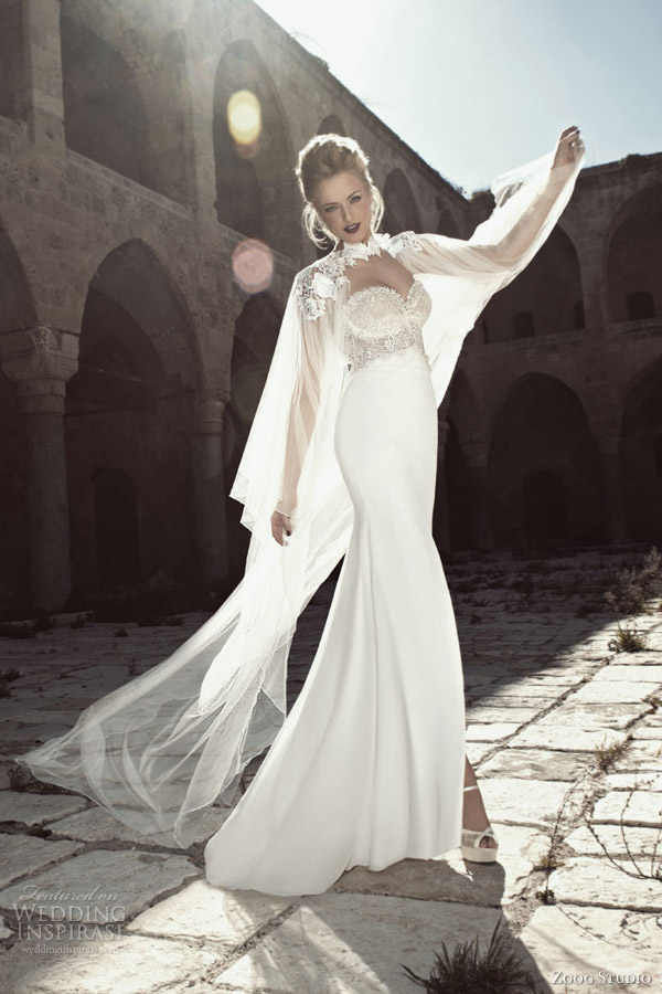 zoog bridal 2013 strapless wedding dress lace bodice sheer cape zoog bridal 2013 strapless wedding dress lace bodice sheer cape