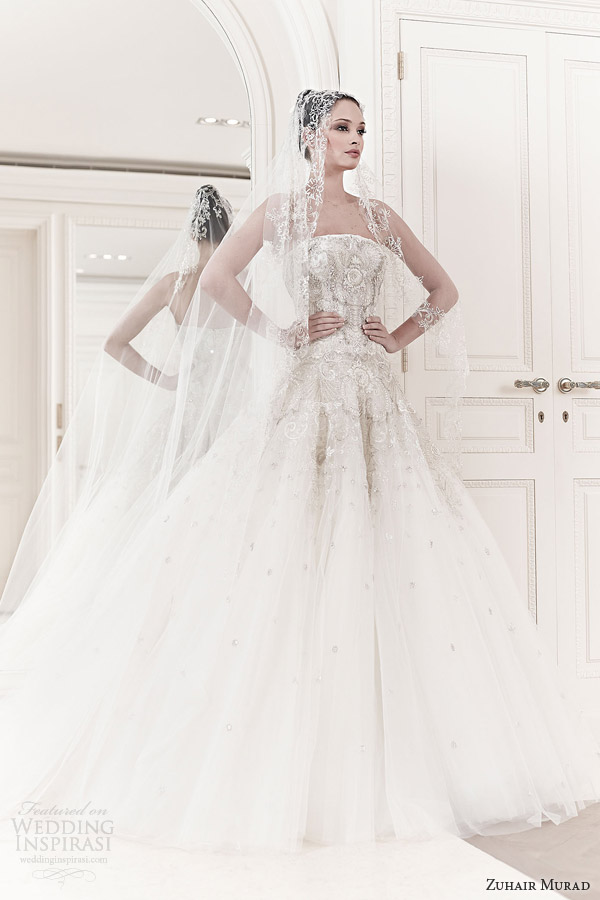 zuhair murad spring 2014 bridal emma strapless wedding dress veil