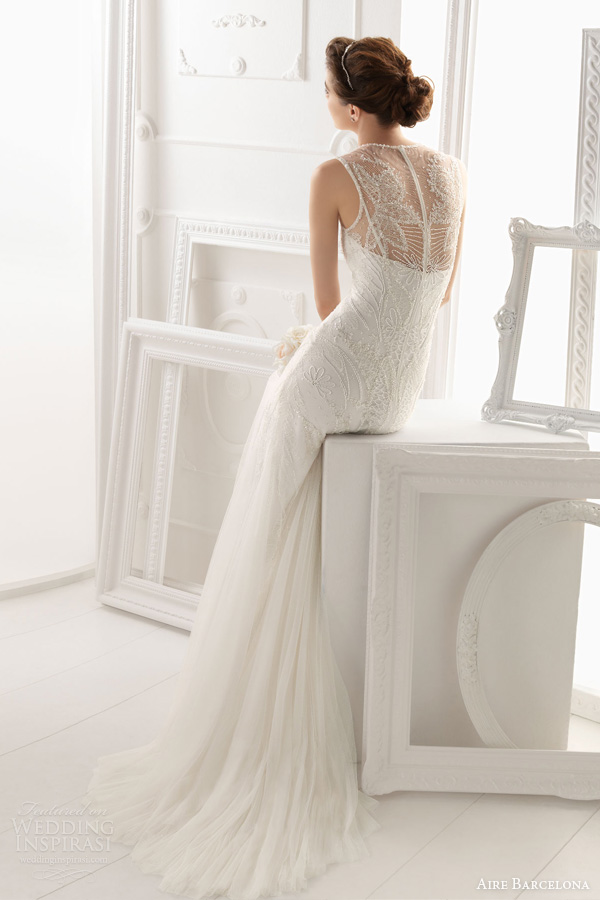 aire barcelona 2014 bridal omeya sleeveless beaded wedding dress back