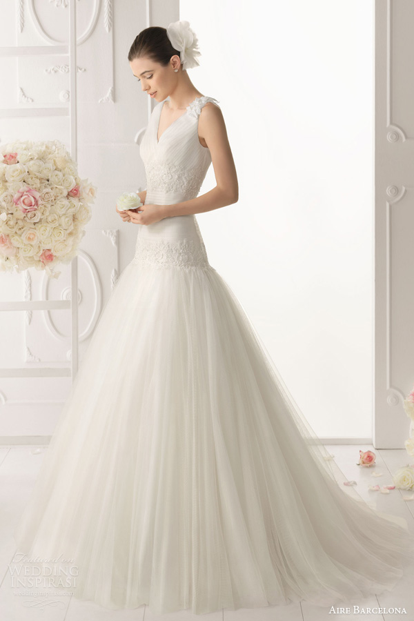 aire barcelona 2014 oboe sleeveless drop waist wedding dress