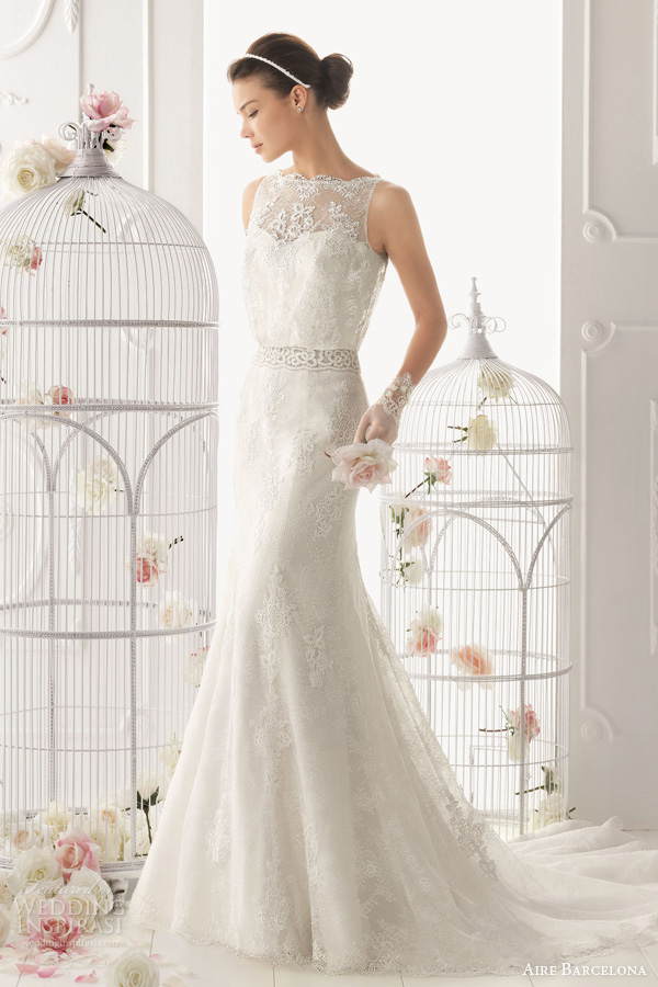aire barcelona 2014 odette sleeveless lace blouson wedding dress aire barcelona 2014 odette sleeveless lace blouson wedding dress