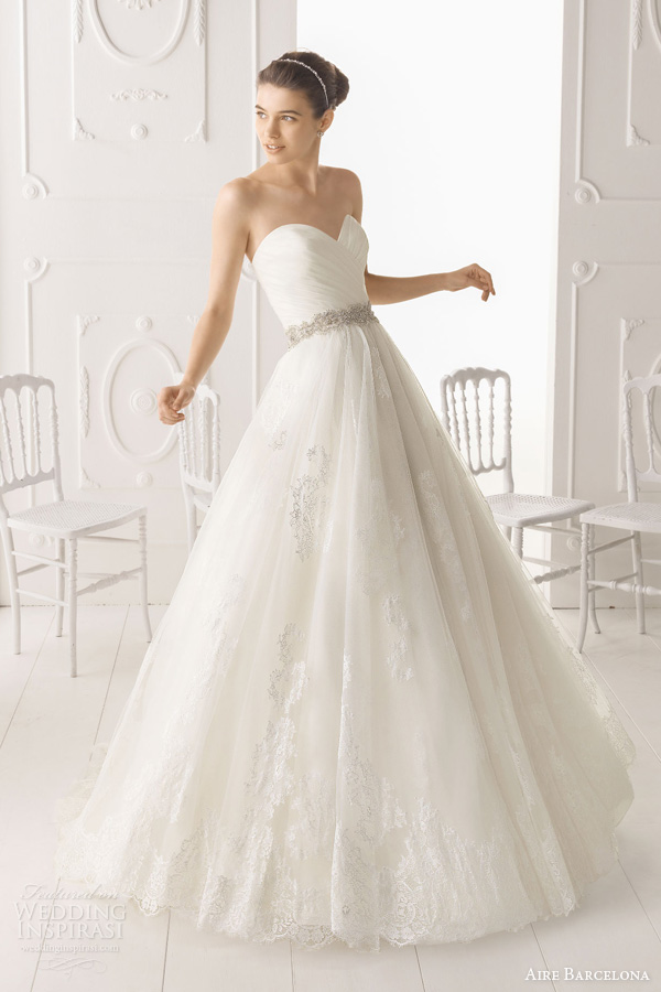 aire barcelona 2014 omega strapless a line wedding dress