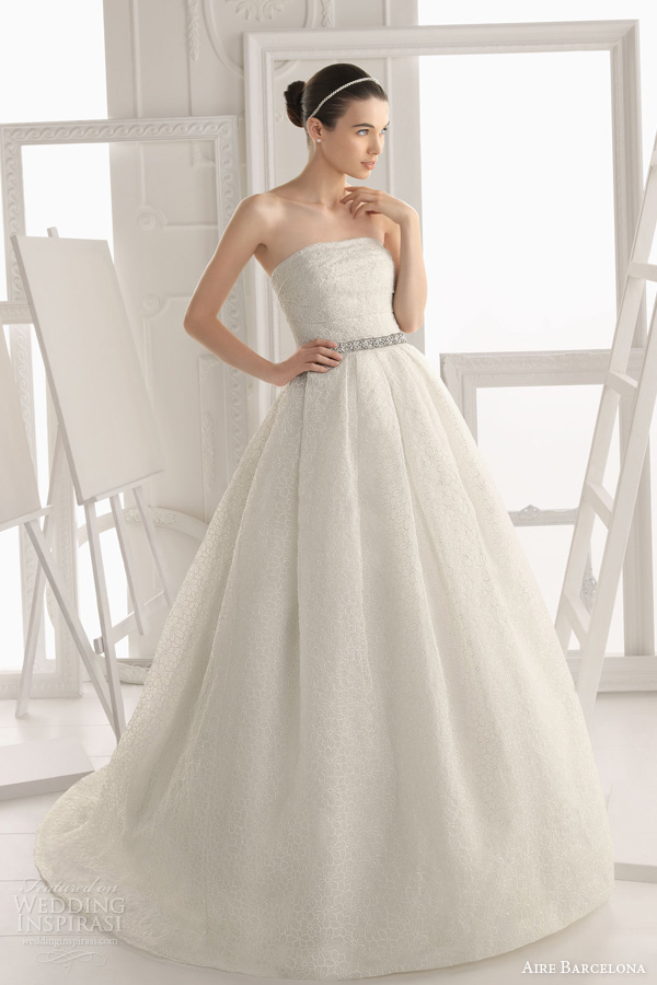 aire barcelona 2014 original wedding dress strapless ball gown