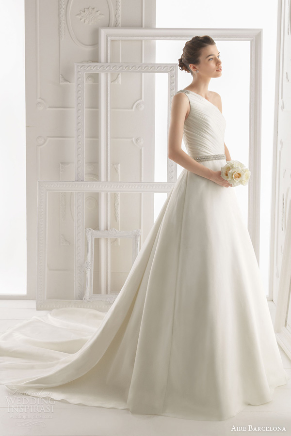 aire barcelona 2014 orion one shoulder wedding dress