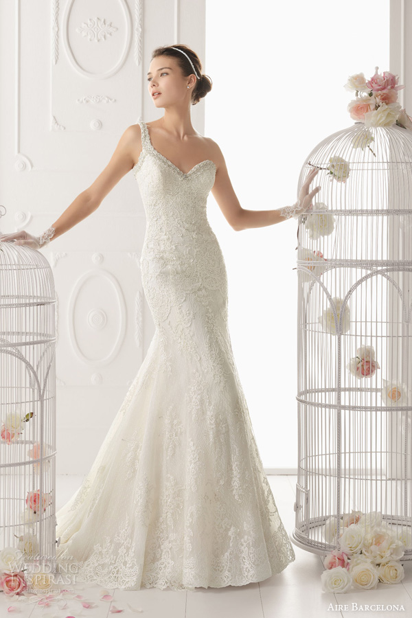 aire barcelona 2014 wedding dress ovacion one shoulder gown