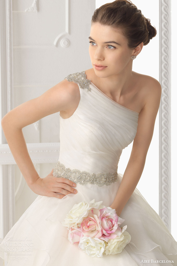 aire barcelona 2014 wedding dresses optimo one sholder gown tiered skirt bodice aire barcelona 2014 wedding dresses optimo one sholder gown tiered skirt bodice