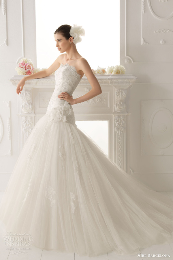 aire barcelona wedding dresses 2014 bridal omar strapless fit flare gown