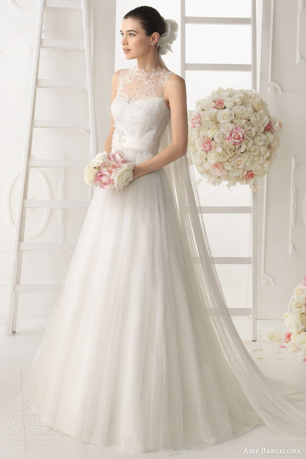 aire barcelona wedding dresses 2014 ocaso gown lace bodice