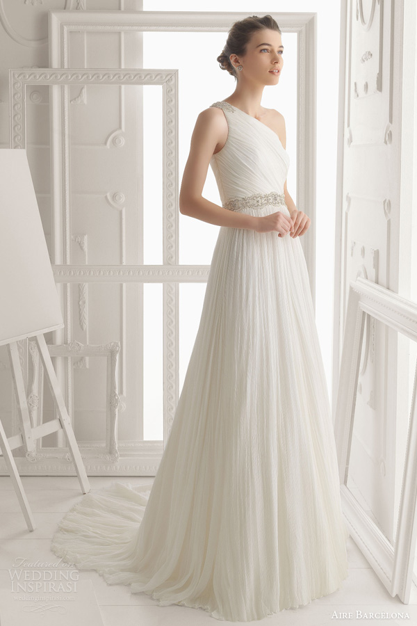 aire barcelona wedding dresses 2014 oceano one shoulder draped gown