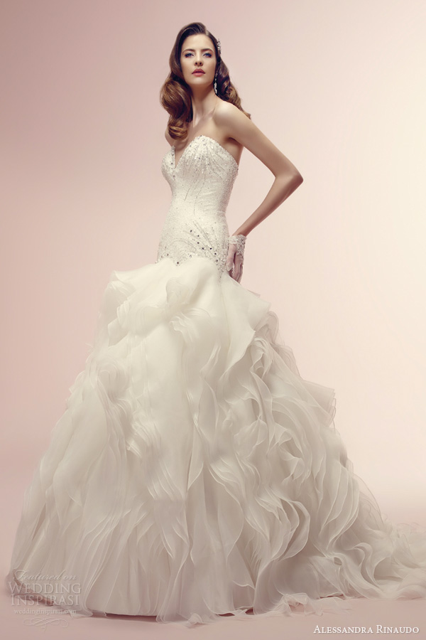 alessandra rinaudo 2014 bridal rhonda strapless wedding dress sweetheart bodice ruffle flange skirt alessandra rinaudo 2014 bridal rhonda strapless wedding dress sweetheart bodice ruffle flange skirt