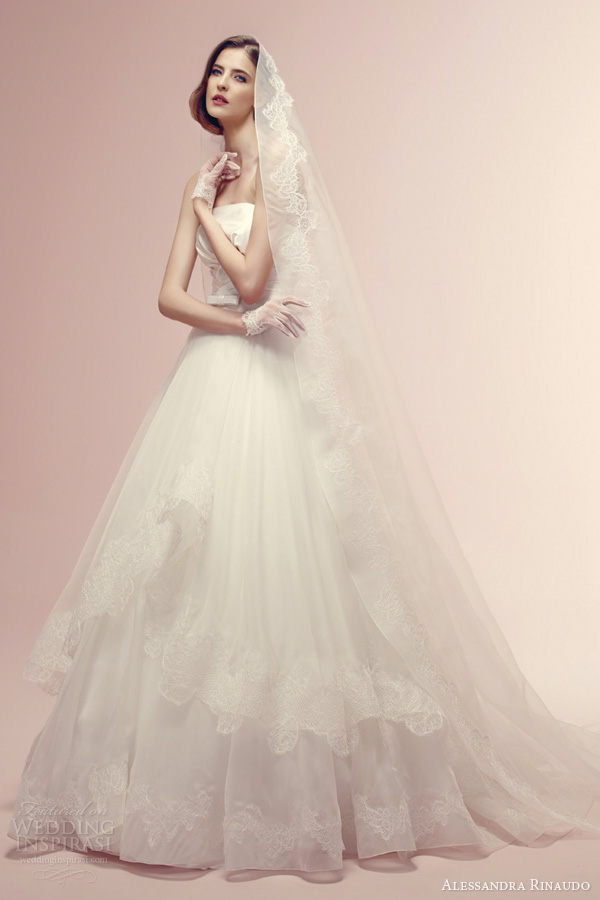 alessandra rinaudo 2014 bridal ruthie strapless ball gown tier lace skirt
