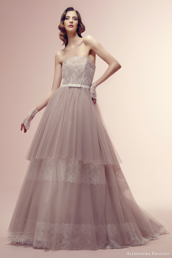 alessandra rinaudo bridal 2014 rihanna wedding dress color strapless lace bodice