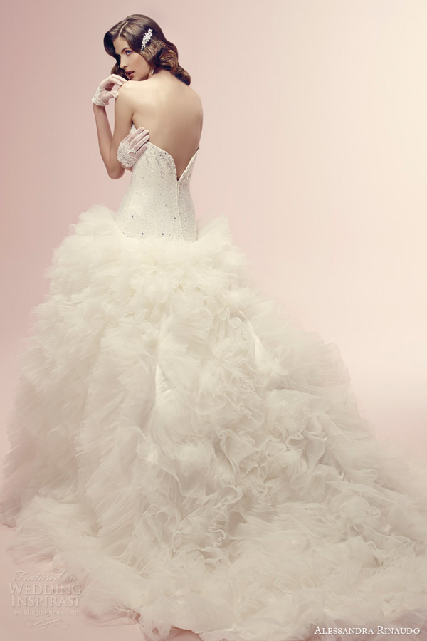 alessandra rinaudo bridal 2014 wedding dresses rashida strapless gown ruffle skirt back