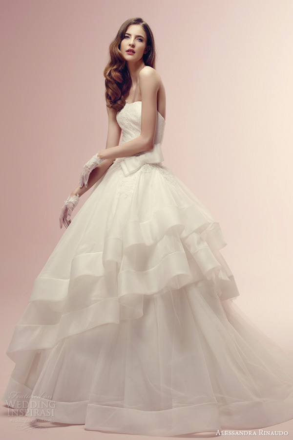alessandra rinaudo wedding dresses 2014 rin strapless ball gown asymmetric tier skirt