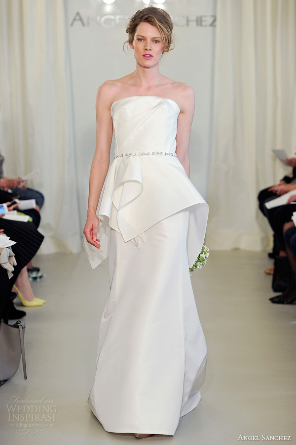 angel sanchez 2014 bridal collection strapless wedding dress peplum